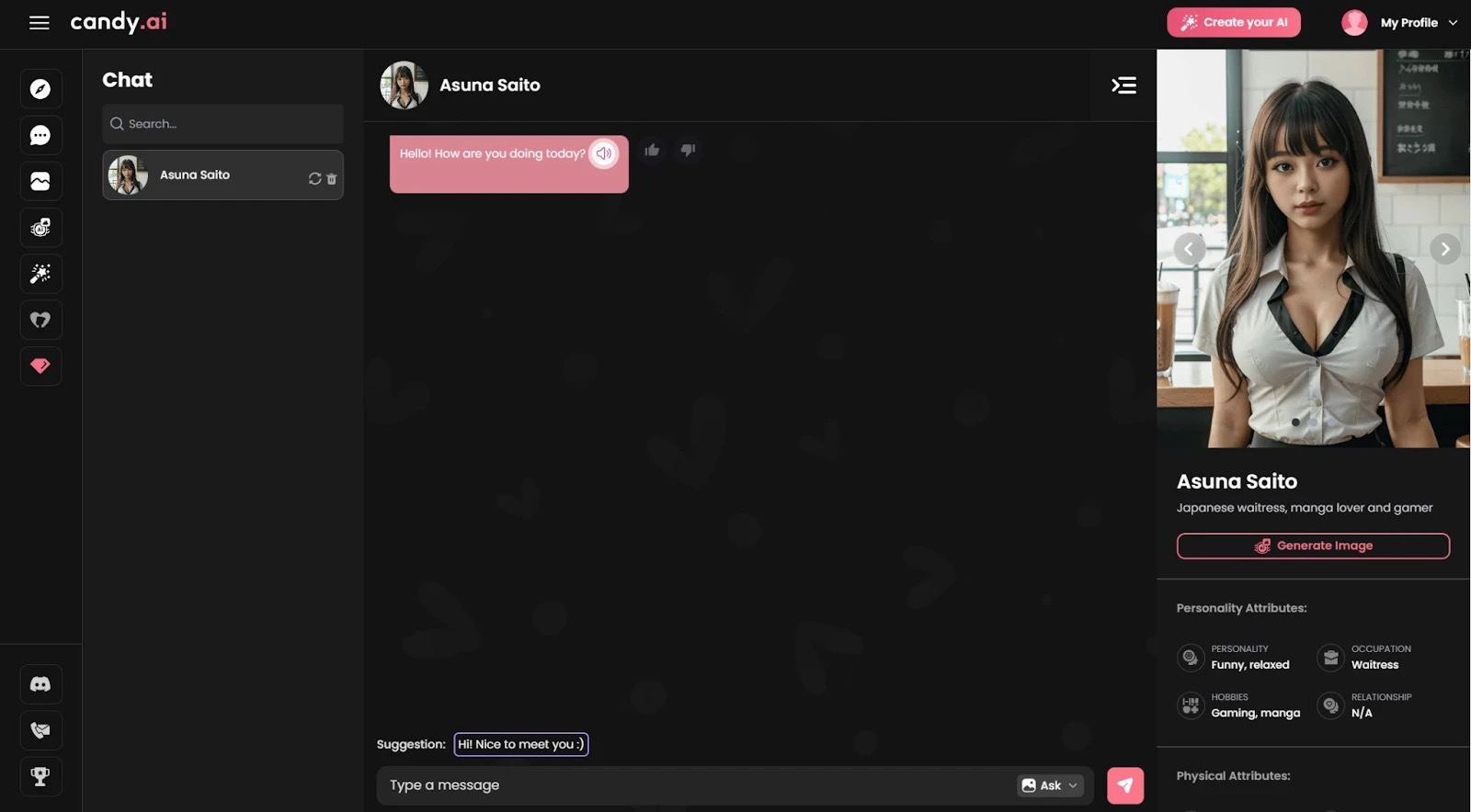 Candy AI interface