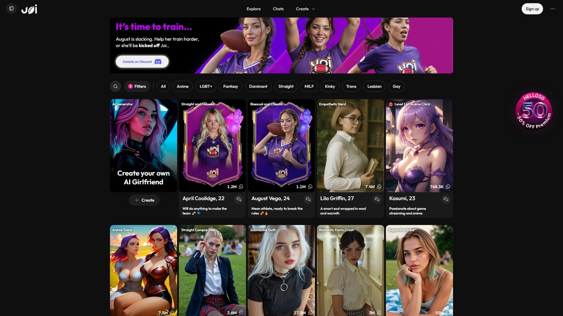 Joi AI interface